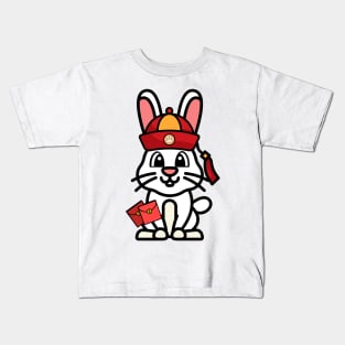 Funny rabbit celebrates lunar new year Kids T-Shirt